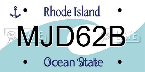 MJD62B Rhode Island License Plate