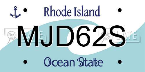 MJD62S Rhode Island License Plate