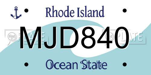 MJD840 Rhode Island License Plate