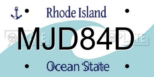 MJD84D Rhode Island License Plate