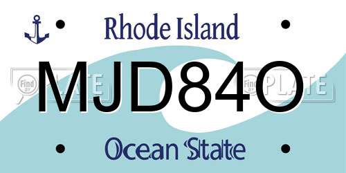 MJD84O Rhode Island License Plate