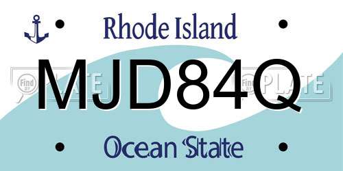 MJD84Q Rhode Island License Plate