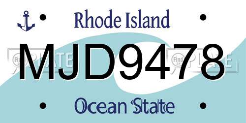 MJD9478 Rhode Island License Plate