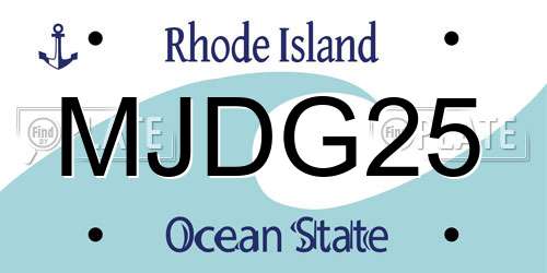 MJDG25 Rhode Island License Plate