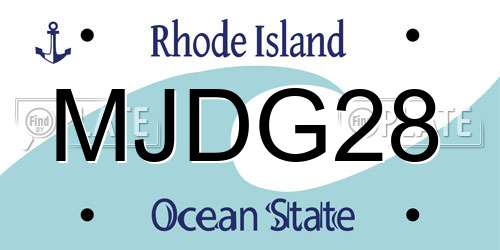 MJDG28 Rhode Island License Plate