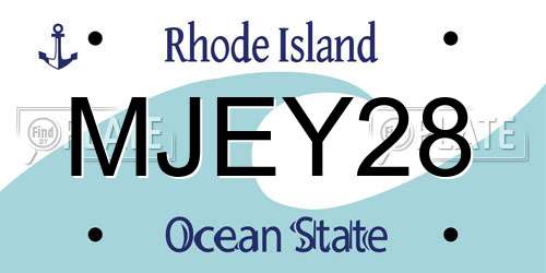 MJEY28 Rhode Island License Plate