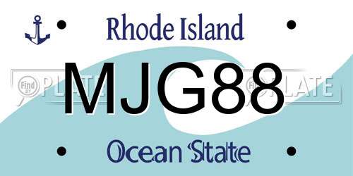 MJG88 Rhode Island License Plate