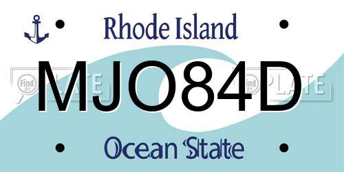 MJO84D Rhode Island License Plate