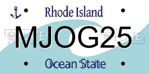 MJOG25 Rhode Island License Plate