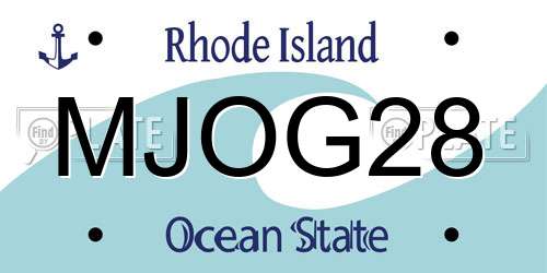 MJOG28 Rhode Island License Plate