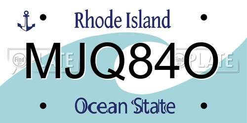 MJQ84O Rhode Island License Plate