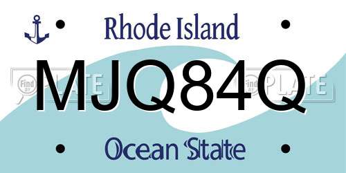 MJQ84Q Rhode Island License Plate