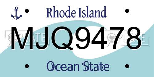 MJQ9478 Rhode Island License Plate