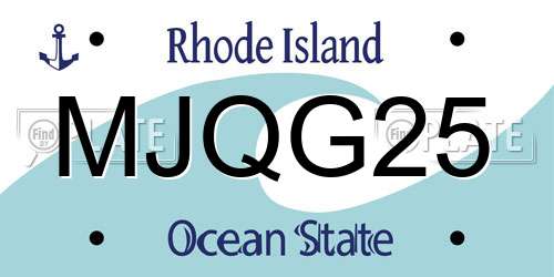 MJQG25 Rhode Island License Plate