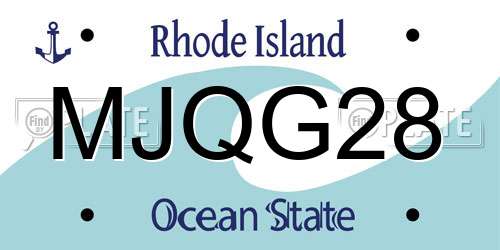 MJQG28 Rhode Island License Plate