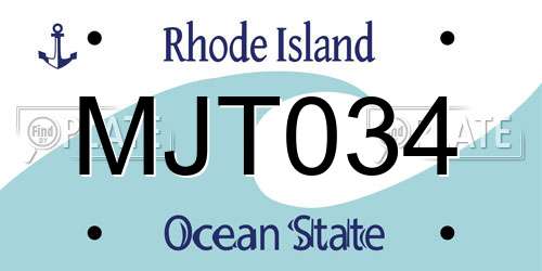 MJT034 Rhode Island License Plate