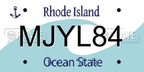 MJYL84 Rhode Island License Plate