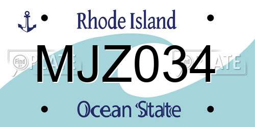 MJZ034 Rhode Island License Plate