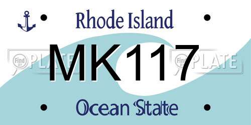 MK117 Rhode Island License Plate