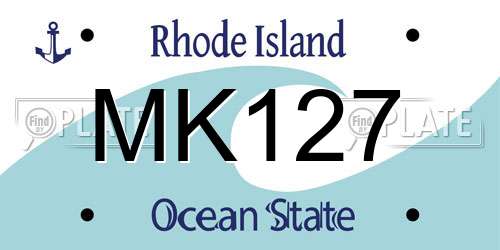 MK127 Rhode Island License Plate