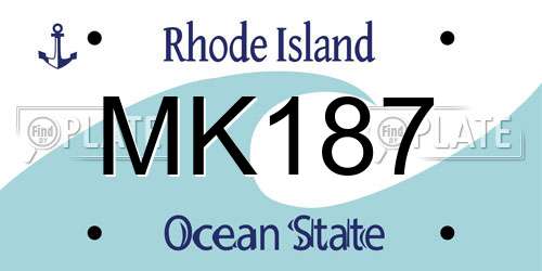 MK187 Rhode Island License Plate