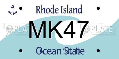 MK47 Rhode Island License Plate