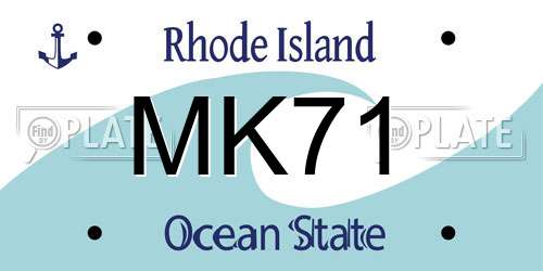 MK71 Rhode Island License Plate