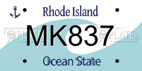 MK837 Rhode Island License Plate