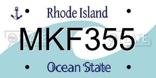MKF355 Rhode Island License Plate