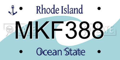 MKF388 Rhode Island License Plate