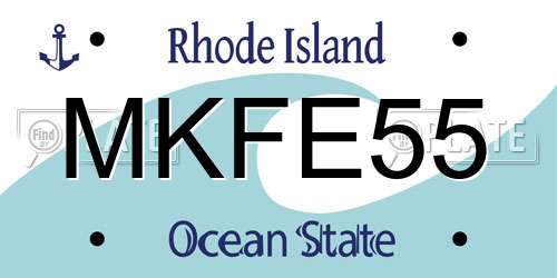 MKFE55 Rhode Island License Plate