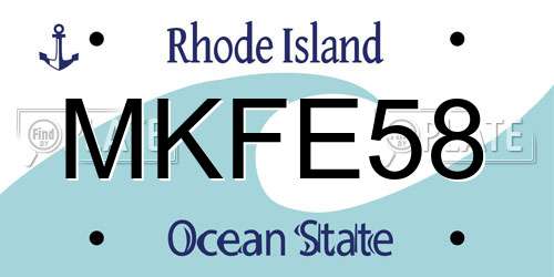 MKFE58 Rhode Island License Plate