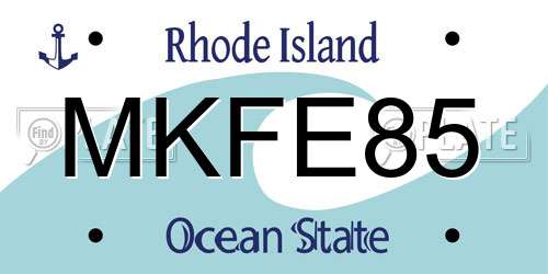 MKFE85 Rhode Island License Plate