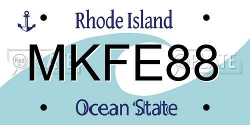 MKFE88 Rhode Island License Plate