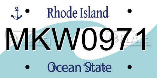 MKW0971 Rhode Island License Plate