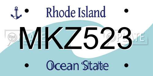 MKZ523 Rhode Island License Plate