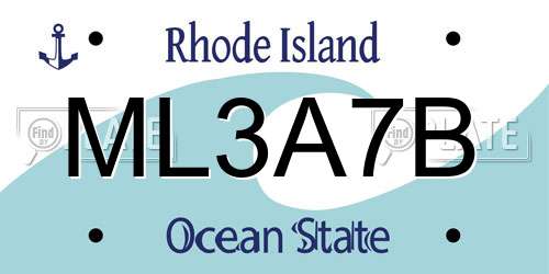 ML3A7B Rhode Island License Plate