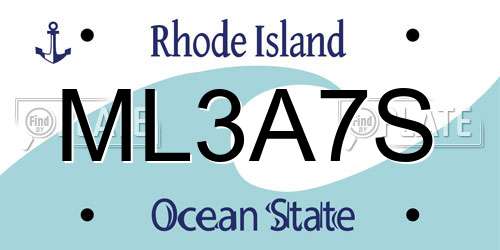 ML3A7S Rhode Island License Plate