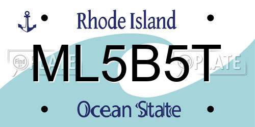 ML5B5T Rhode Island License Plate