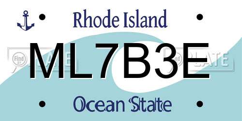 ML7B3E Rhode Island License Plate