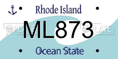 ML873 Rhode Island License Plate
