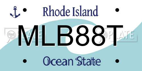 MLB88T Rhode Island License Plate