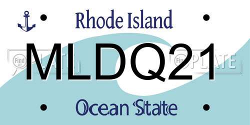 MLDQ21 Rhode Island License Plate