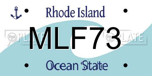 MLF73 Rhode Island License Plate