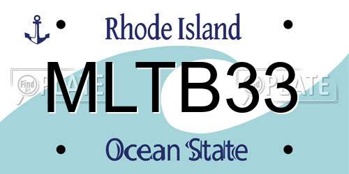 MLTB33 Rhode Island License Plate