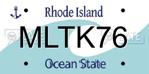 MLTK76 Rhode Island License Plate