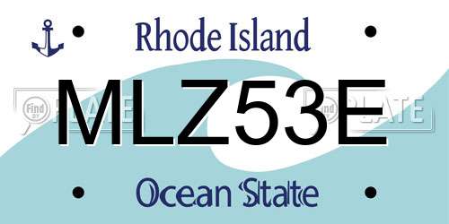 MLZ53E Rhode Island License Plate