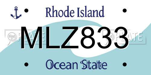 MLZ833 Rhode Island License Plate