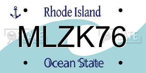 MLZK76 Rhode Island License Plate