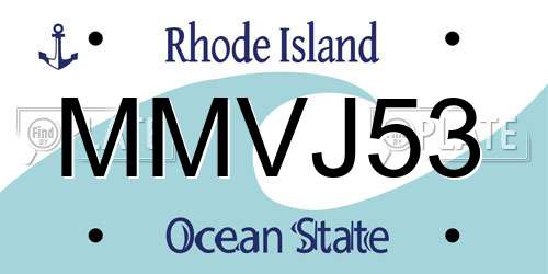 MMVJ53 Rhode Island License Plate